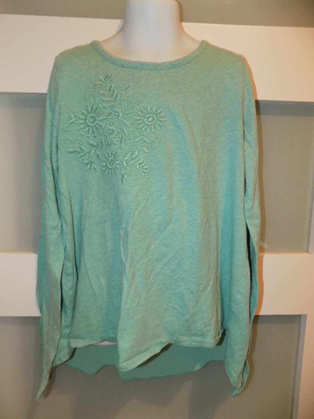 Tucker + Tate Mint Green LS Shirt W/Bow In Back & Sheer Bottom Size 8 Girl's